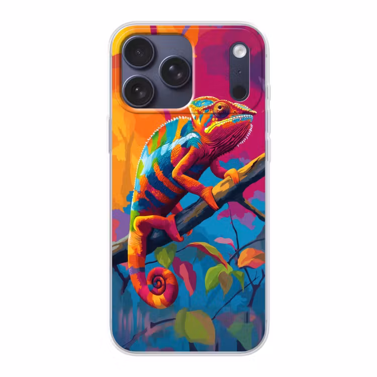 Telefoonhoesje Softcase - Kameleon - Tak - Gestreept - Bladeren — 1