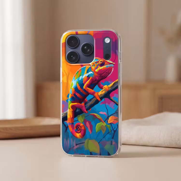 Telefoonhoesje Softcase - Kameleon - Tak - Gestreept - Bladeren — 3