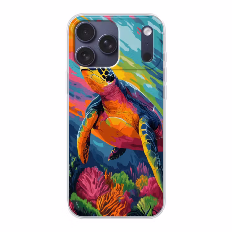 Telefoonhoesje Softcase - Koraal - Schildpad - Abstract - Water — 1