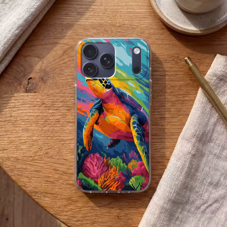 Telefoonhoesje Softcase - Koraal - Schildpad - Abstract - Water — 2