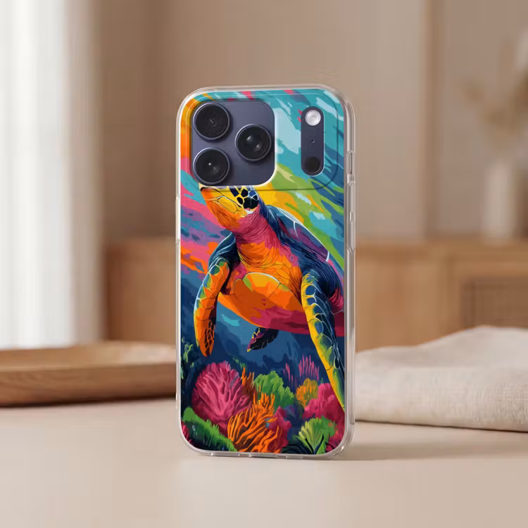 Telefoonhoesje Softcase - Koraal - Schildpad - Abstract - Water — 3