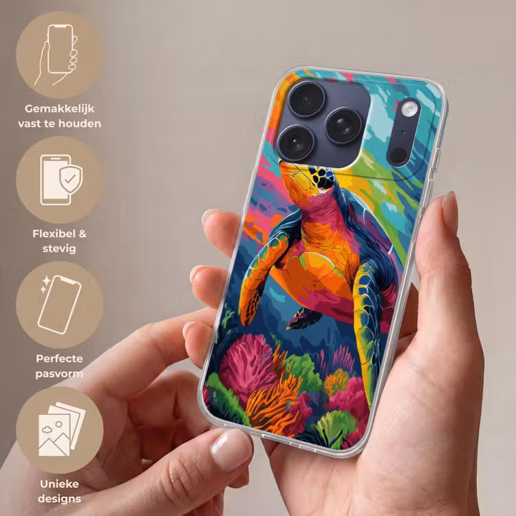 Telefoonhoesje Softcase - Koraal - Schildpad - Abstract - Water — 4