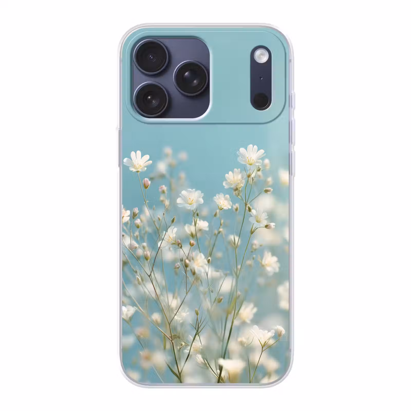 Telefoonhoesje Softcase - Stängel – Blumen – Luft – Weiß — 1