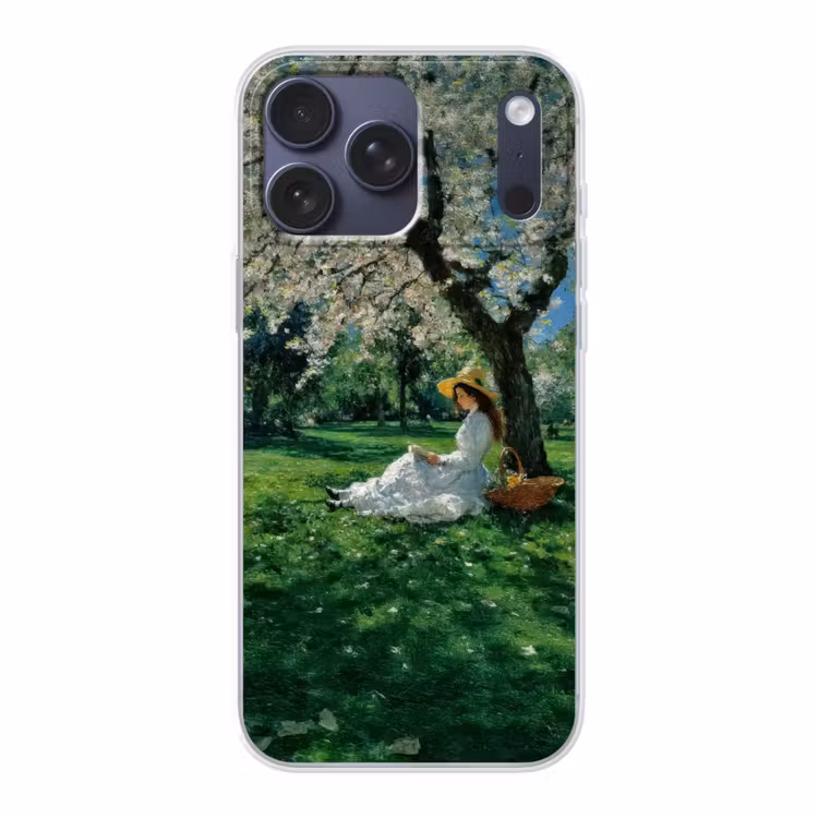 Telefoonhoesje Softcase - Vrouw - Boom - Boek - Mandje — 1