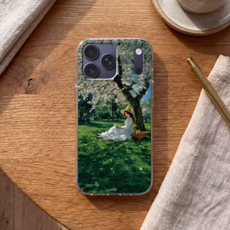 Telefoonhoesje Softcase - Vrouw - Boom - Boek - Mandje — 2