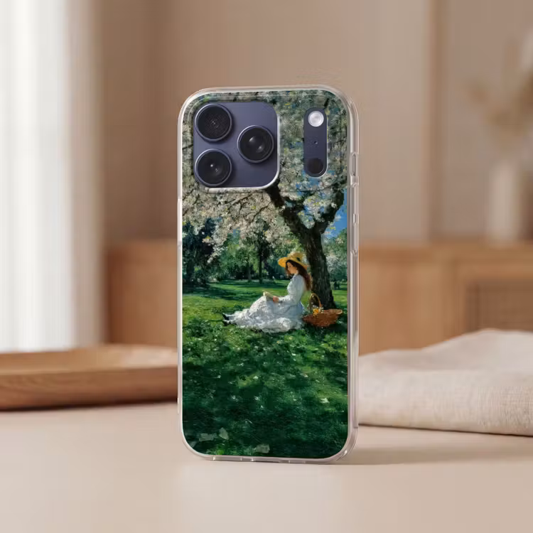 Telefoonhoesje Softcase - Vrouw - Boom - Boek - Mandje — 3
