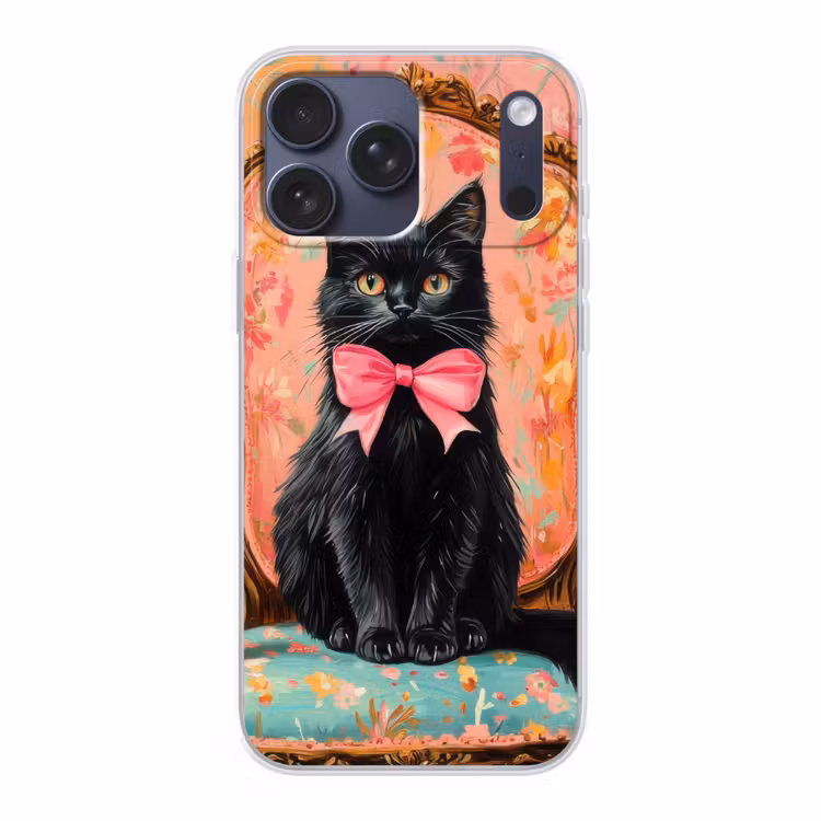 Telefoonhoesje Softcase - Kat - Roze - Stoel met bloemenmotief — 1