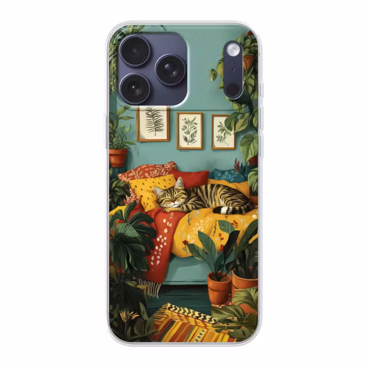 Telefoonhoesje Softcase - Kat - Planten - Groen — 1