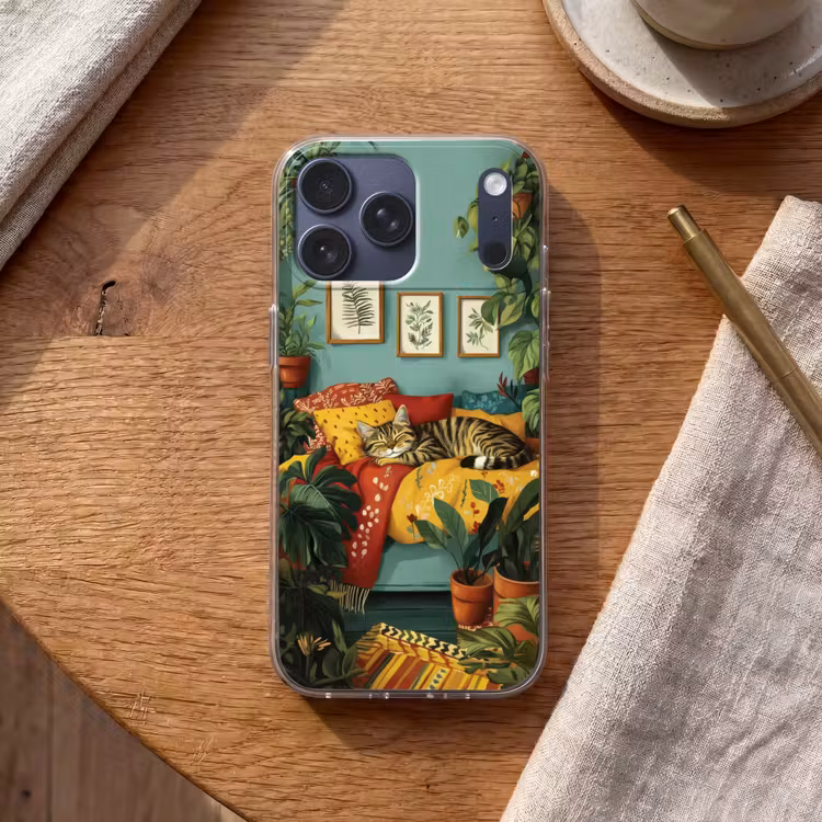 Telefoonhoesje Softcase - Kat - Planten - Groen — 2