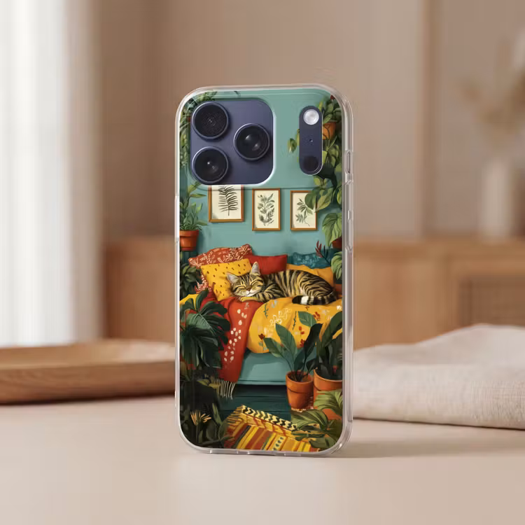 Telefoonhoesje Softcase - Kat - Planten - Groen — 3