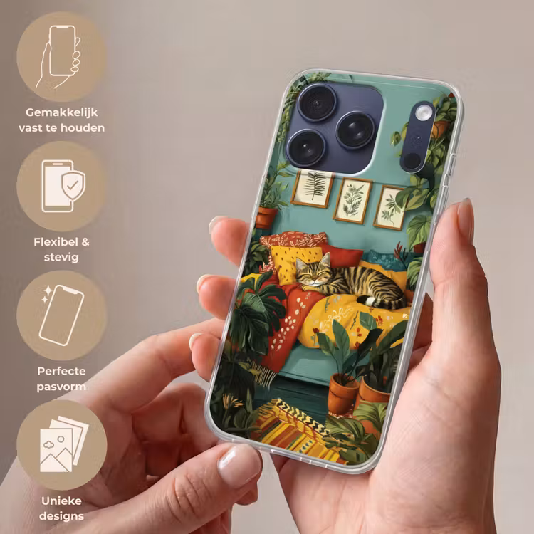 Telefoonhoesje Softcase - Kat - Planten - Groen — 4