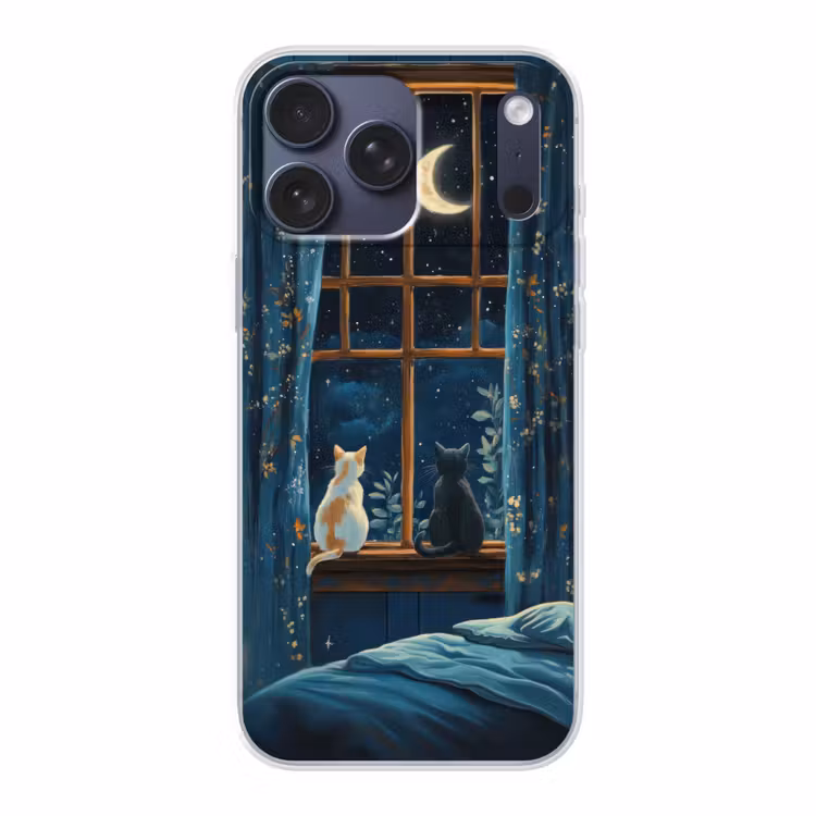 Telefoonhoesje Softcase - Kat - Sterrenhemel - Blauw — 1