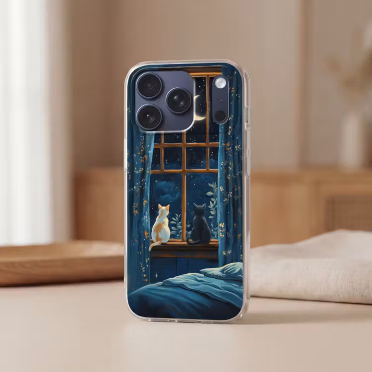 Telefoonhoesje Softcase - Kat - Sterrenhemel - Blauw — 3