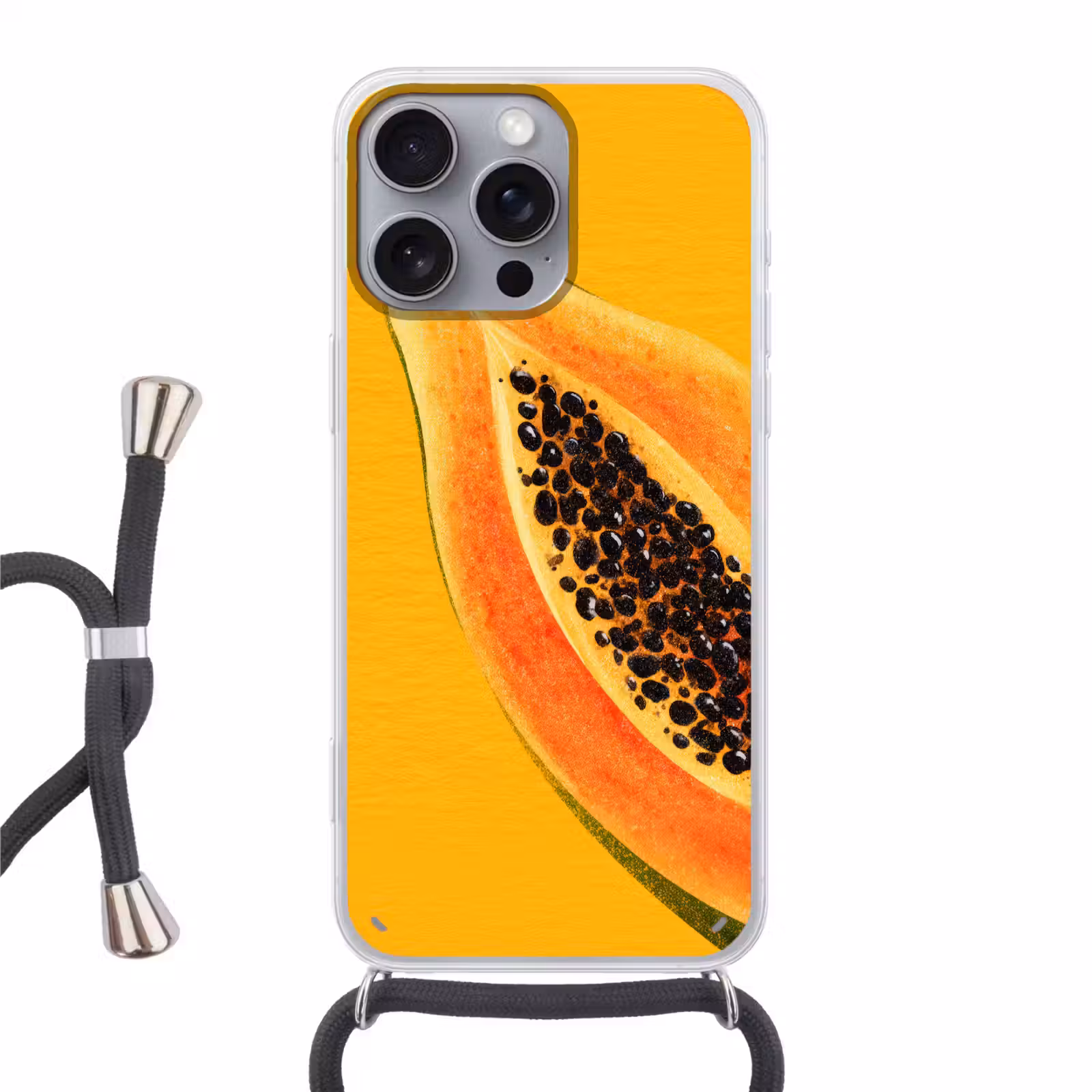 Telefoonhoesje met koord - Papaja - Oranje - Topisch — 1