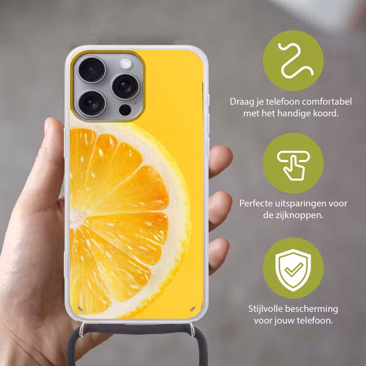 Telefoonhoesje met koord - Citroen - Geel - Zonnig — 4