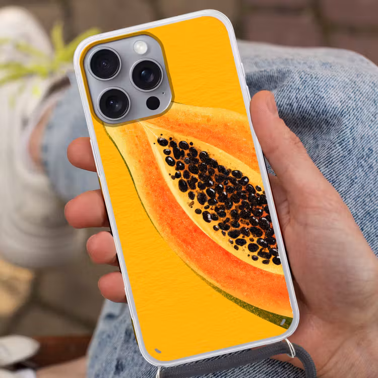 Telefoonhoesje met koord - Papaja - Oranje - Topisch — 2