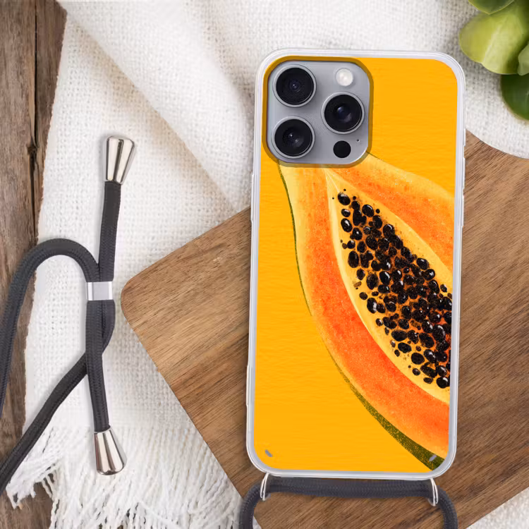 Telefoonhoesje met koord - Papaja - Oranje - Topisch — 3