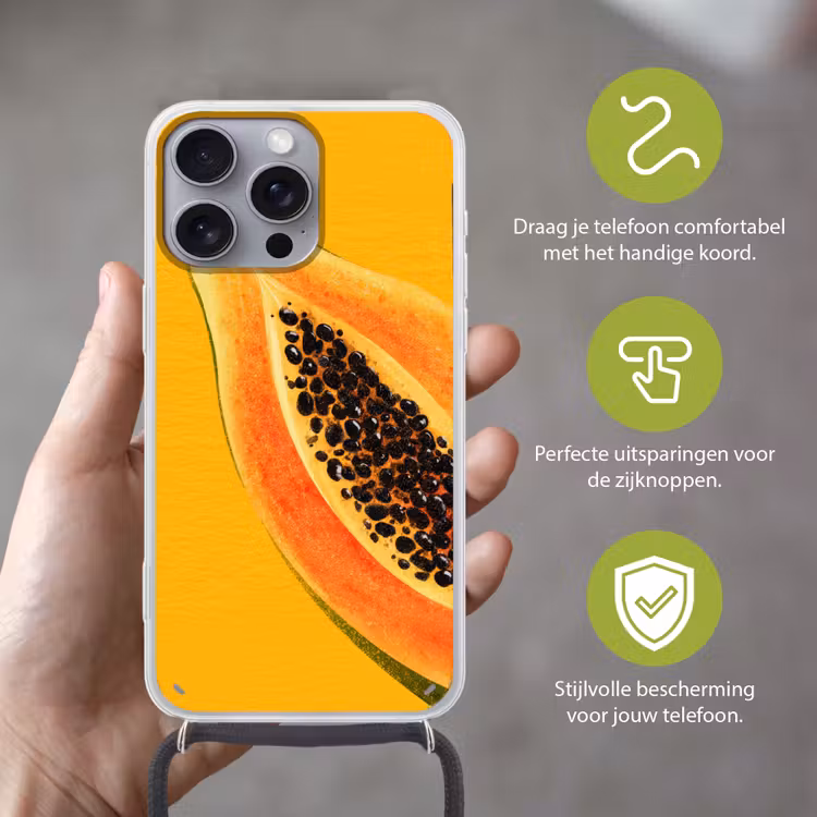 Telefoonhoesje met koord - Papaja - Oranje - Topisch — 4