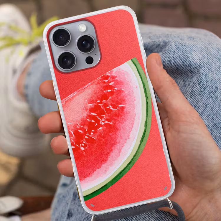 Telefoonhoesje met koord - Watermeloen - Rood - Zomers — 2