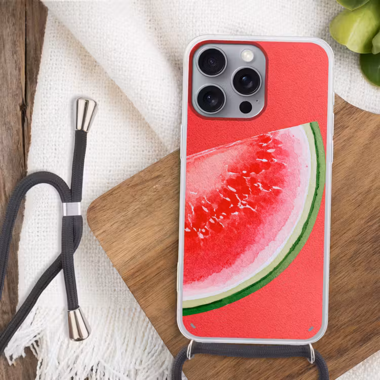 Telefoonhoesje met koord - Watermeloen - Rood - Zomers — 3