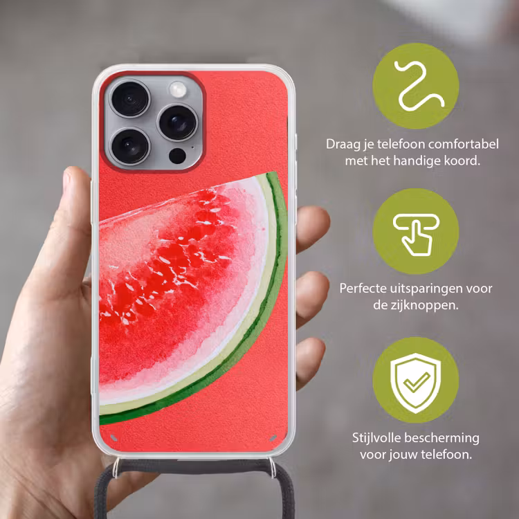 Telefoonhoesje met koord - Watermeloen - Rood - Zomers — 4