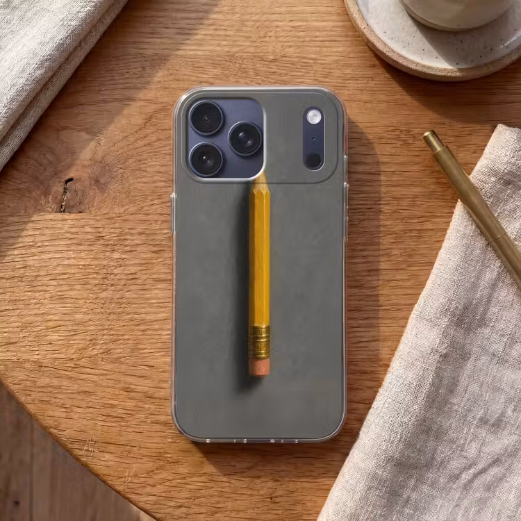 Telefoonhoesje Softcase - Potlood - Schilderij - Geel — 2