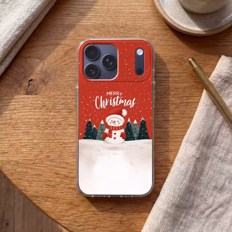 Telefoonhoesje Softcase - Kerstgroet - Sneeuw - Rood — 2