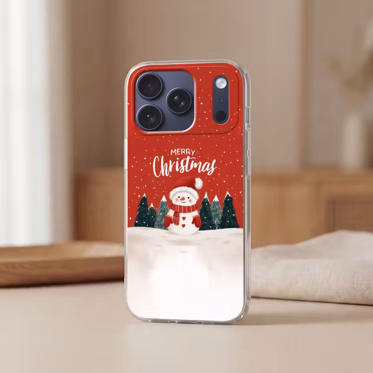 Telefoonhoesje Softcase - Kerstgroet - Sneeuw - Rood — 3