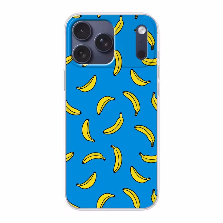 Telefoonhoesje Softcase - Bananen - Geel - Blauw - Print — 1