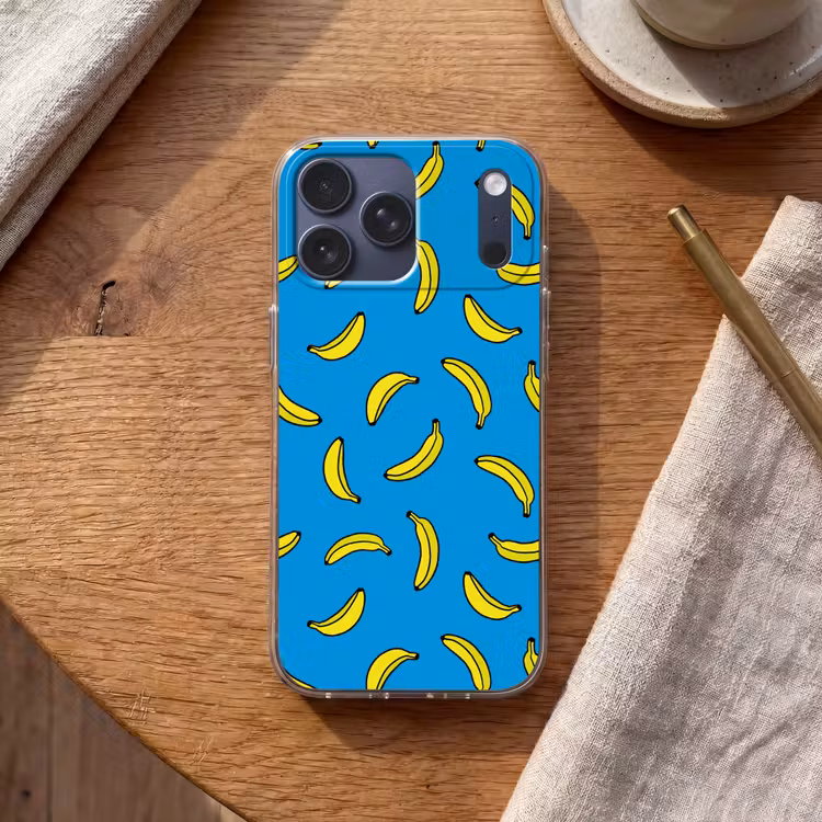 Telefoonhoesje Softcase - Bananen - Geel - Blauw - Print — 2