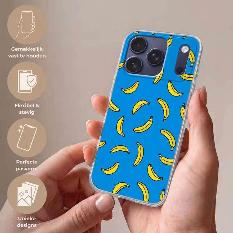 Telefoonhoesje Softcase - Bananen - Geel - Blauw - Print — 4