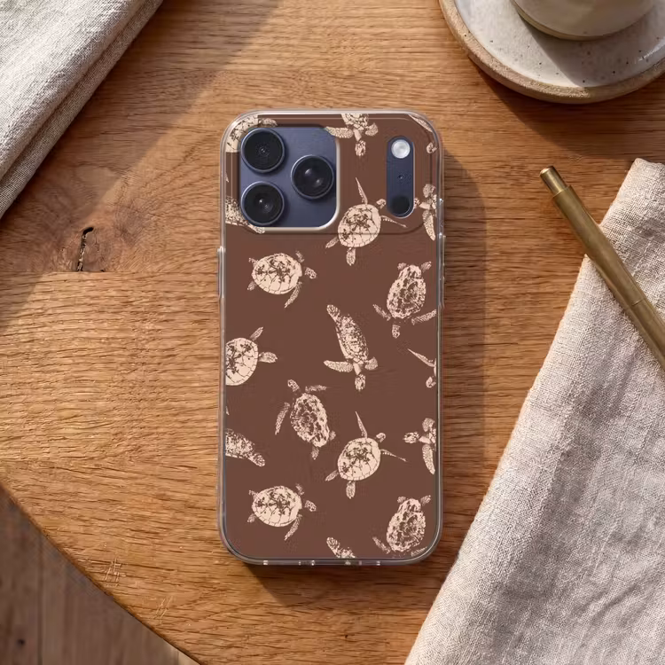 Telefoonhoesje Softcase - Schildpadden - Patroon - Bruin - Beige — 2