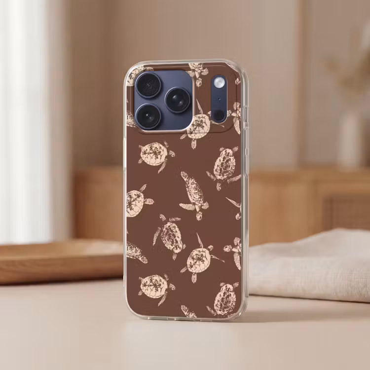 Telefoonhoesje Softcase - Schildpadden - Patroon - Bruin - Beige — 3