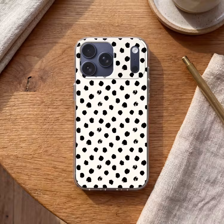 Telefoonhoesje Softcase - Stippen - Zwart - Wit - Print - Minimalistisch — 2