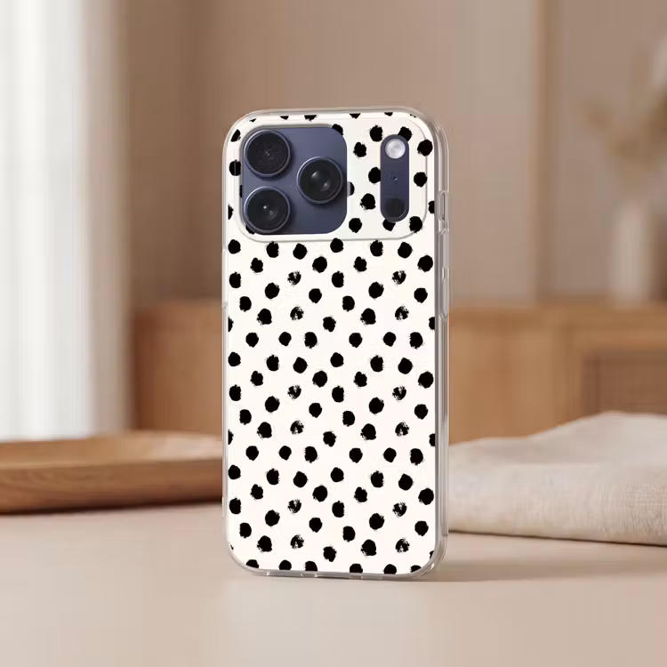 Telefoonhoesje Softcase - Stippen - Zwart - Wit - Print - Minimalistisch — 3