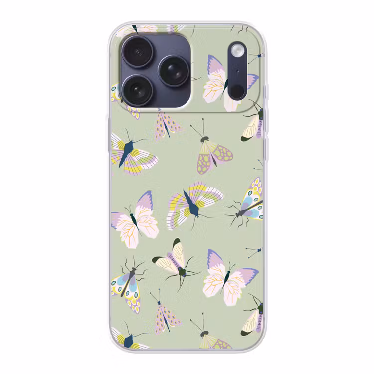 Telefoonhoesje Softcase - Vlinders - Insecten - Groen - Kleurrijk — 1