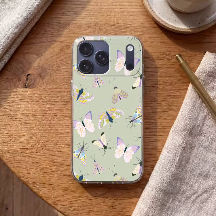 Telefoonhoesje Softcase - Vlinders - Insecten - Groen - Kleurrijk — 2