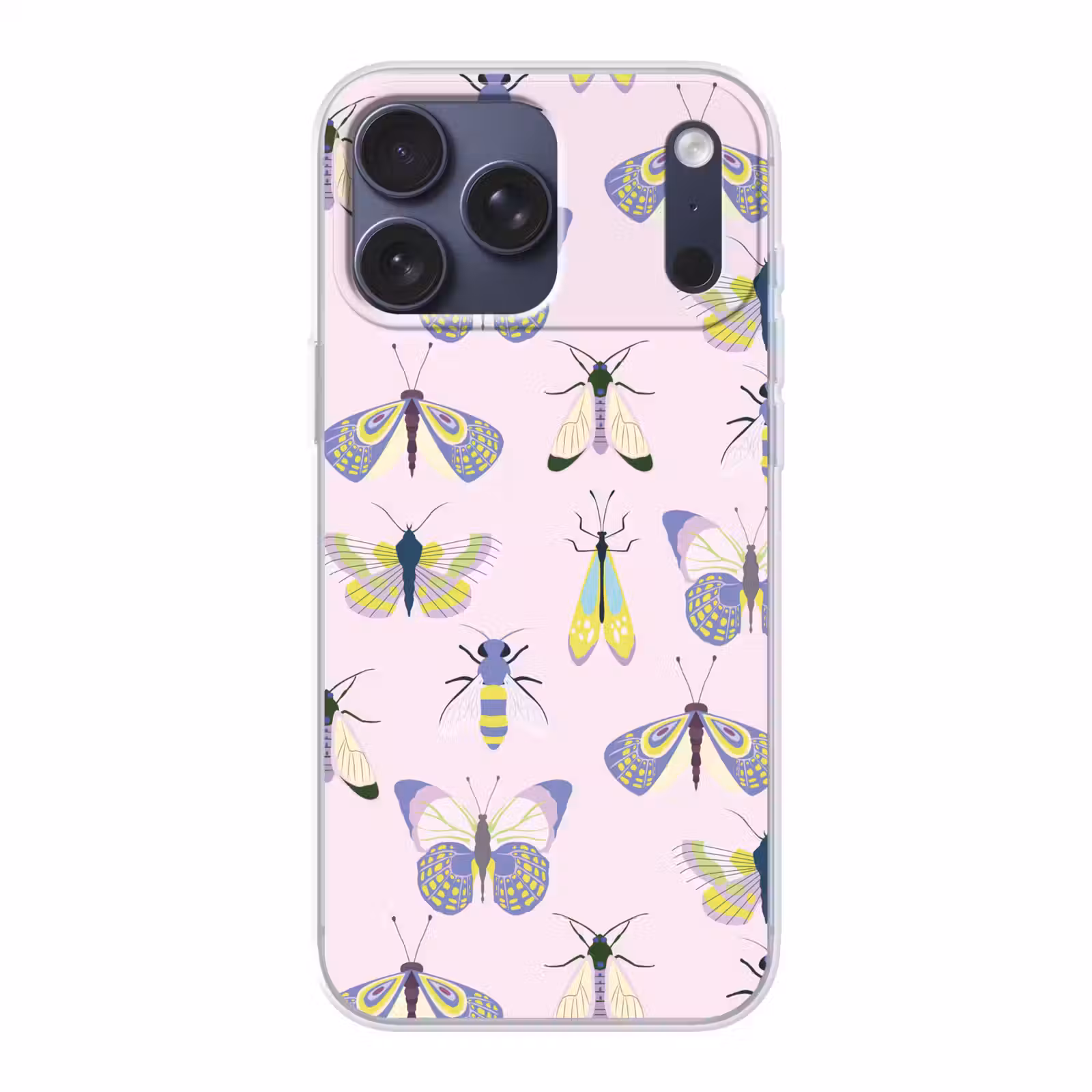 Telefoonhoesje Softcase - Insecten - Vlinders - Patroon - Roze - Kleurrijk — 1