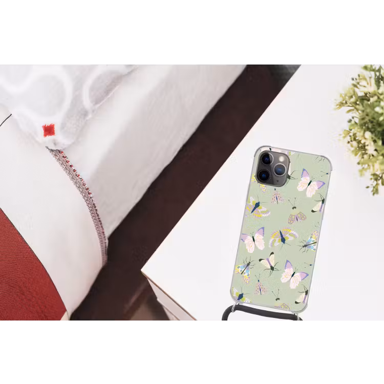 Telefoonhoesje met koord - Vlinders - Insecten - Groen - Kleurrijk — 3