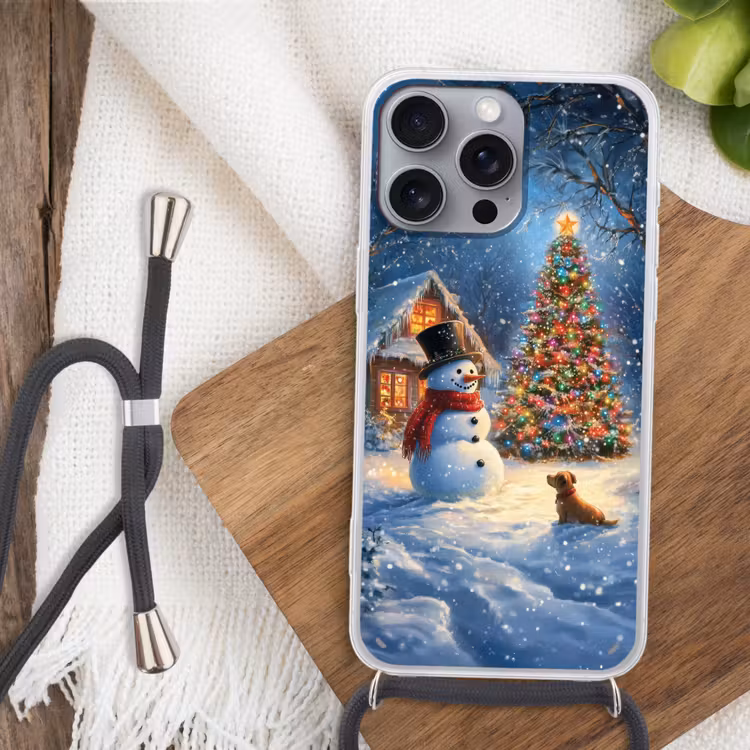 Telefoonhoesje met koord - Kerstwonder - Winteravond - Kleurrijk — 3