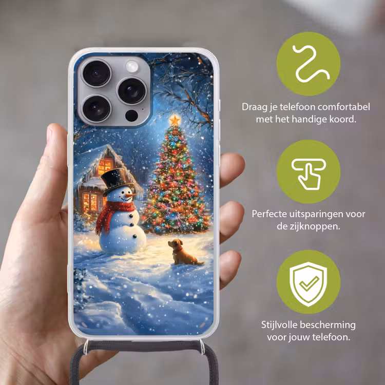 Telefoonhoesje met koord - Kerstwonder - Winteravond - Kleurrijk — 4
