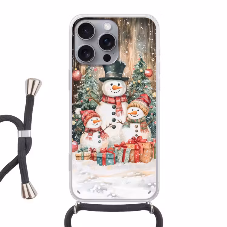 Telefoonhoesje met koord - Sneeuwpop - Familie - Kleurrijk — 1