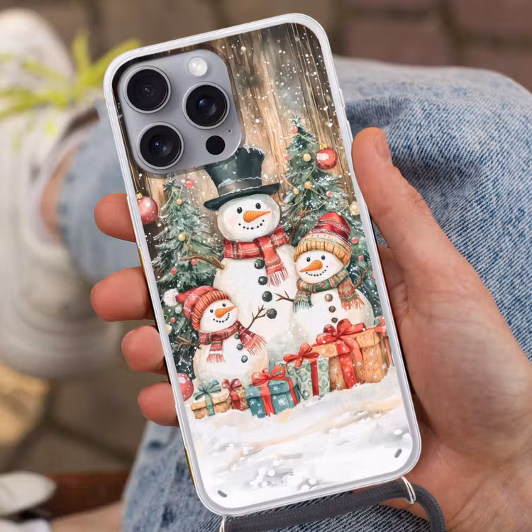 Telefoonhoesje met koord - Sneeuwpop - Familie - Kleurrijk — 2