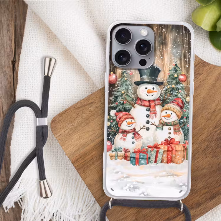 Telefoonhoesje met koord - Sneeuwpop - Familie - Kleurrijk — 3