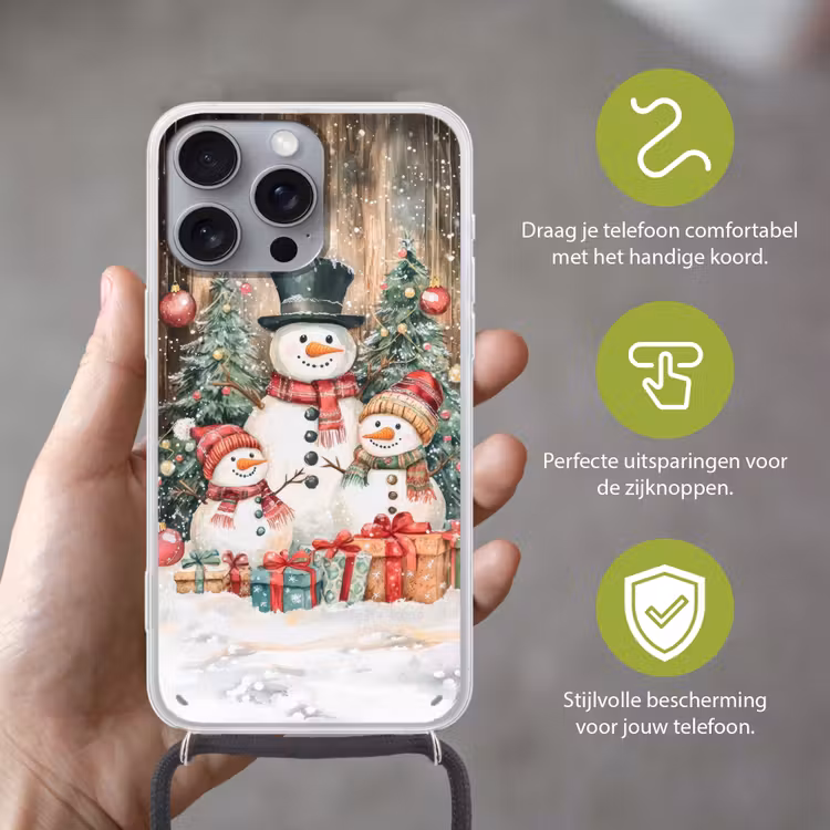 Telefoonhoesje met koord - Sneeuwpop - Familie - Kleurrijk — 4