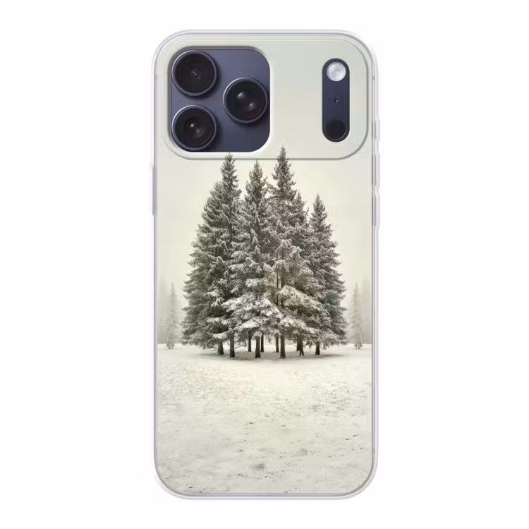 Telefoonhoesje Softcase - Dennenbomen in Sneeuw Mist — 1
