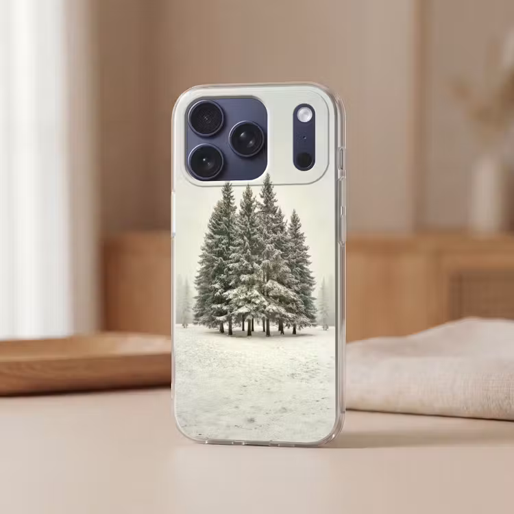 Telefoonhoesje Softcase - Dennenbomen in Sneeuw Mist — 3