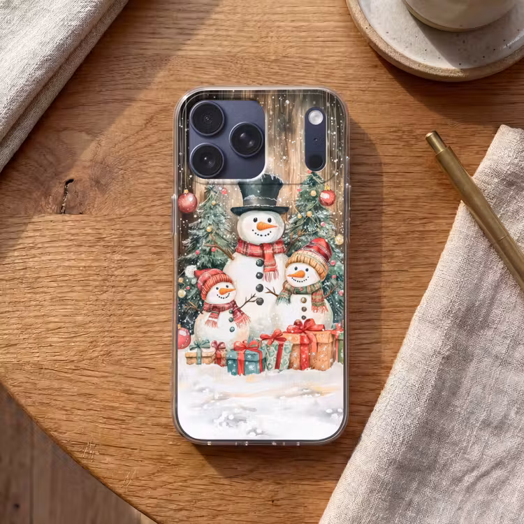 Telefoonhoesje Softcase - Sneeuwpop - Familie - Kleurrijk — 2