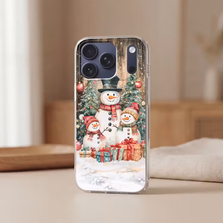 Telefoonhoesje Softcase - Sneeuwpop - Familie - Kleurrijk — 3