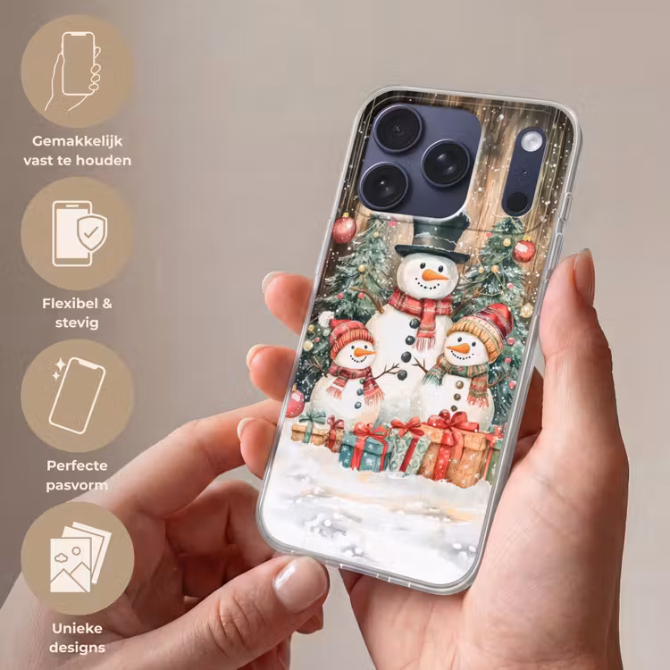Telefoonhoesje Softcase - Sneeuwpop - Familie - Kleurrijk — 4
